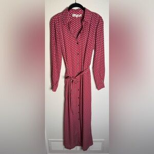 Diane Von Furstenberg Designer Red Floral Button Up Maxi Dress Size 0